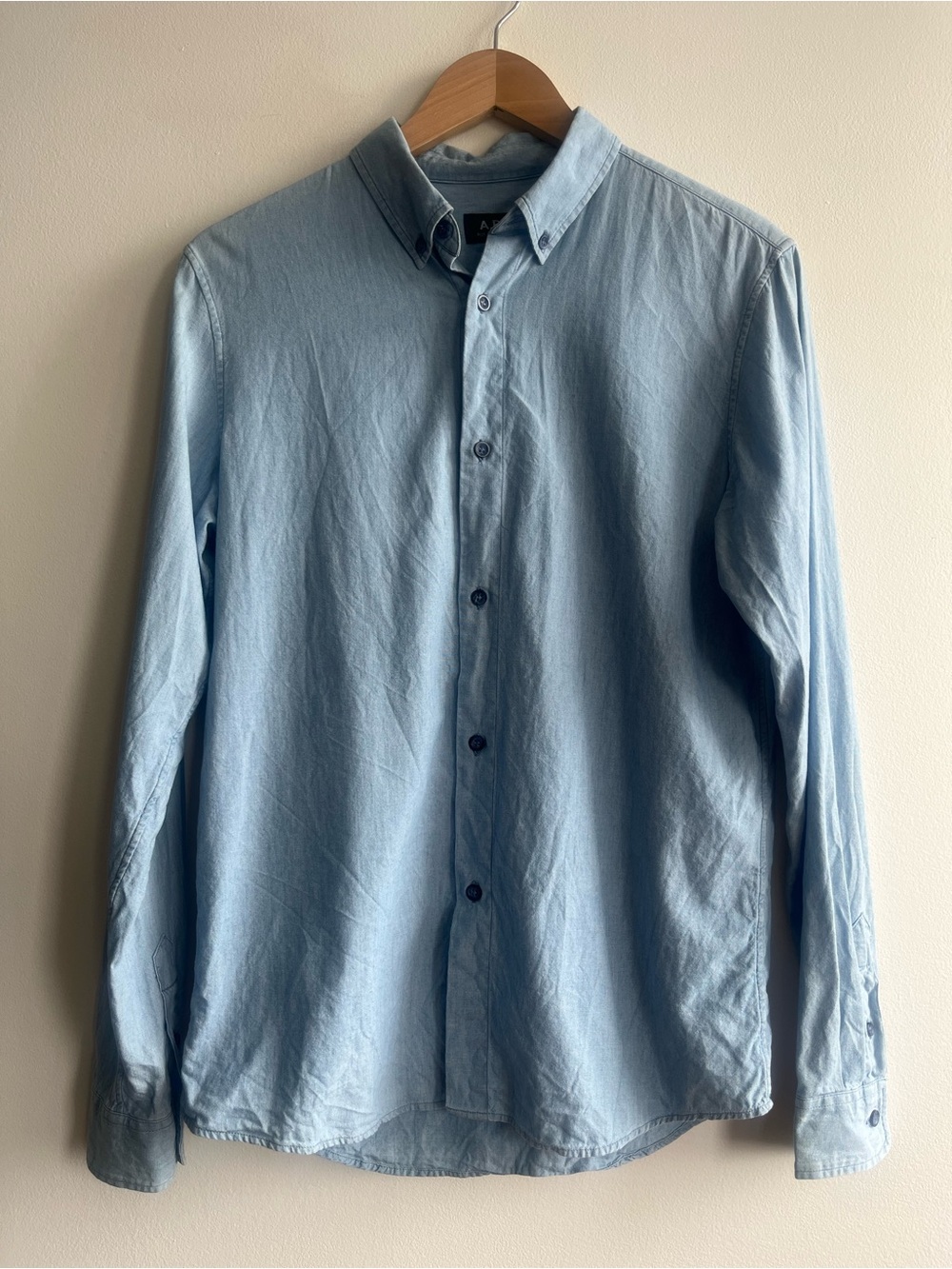 A.P.C. Light Blue Button-Down Shirt Cotton Minimalist Wardrobe Mens XS Designer